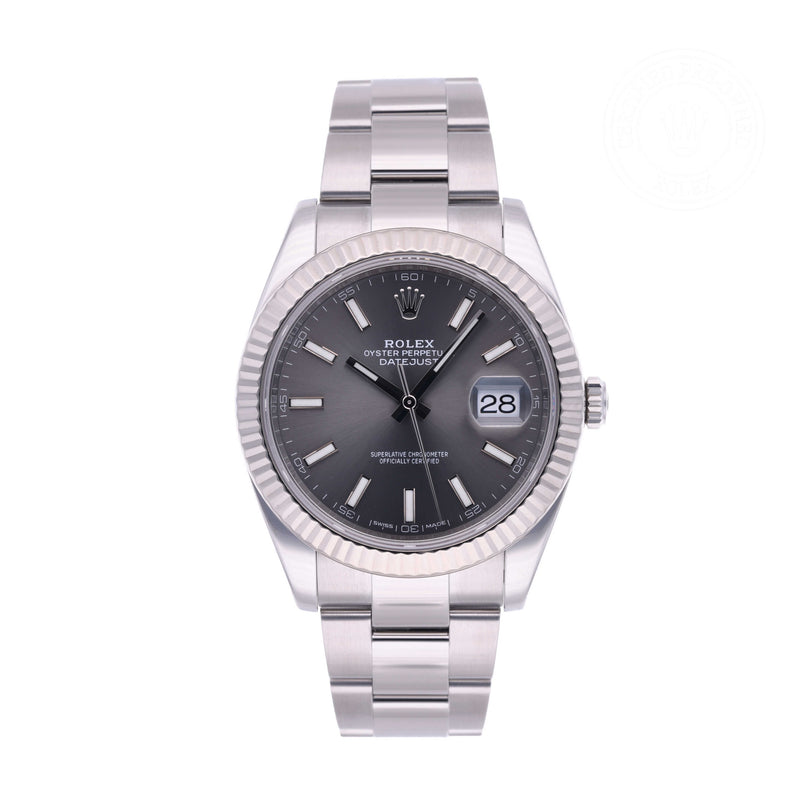 Rolex Certified Pre-owned Datejust M126334-0017 front on white background