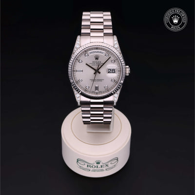 Rolex Certified Pre-owned Day-date M118339-0020 front on black background