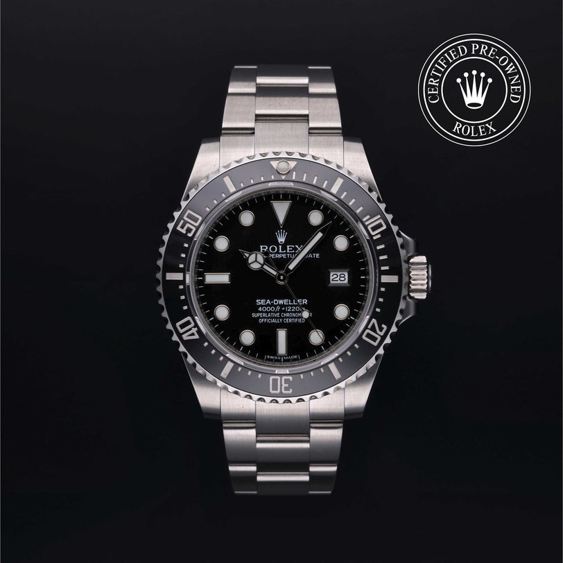 Rolex Certified Pre-owned Sea-Dweller M116600-0003 front on black background