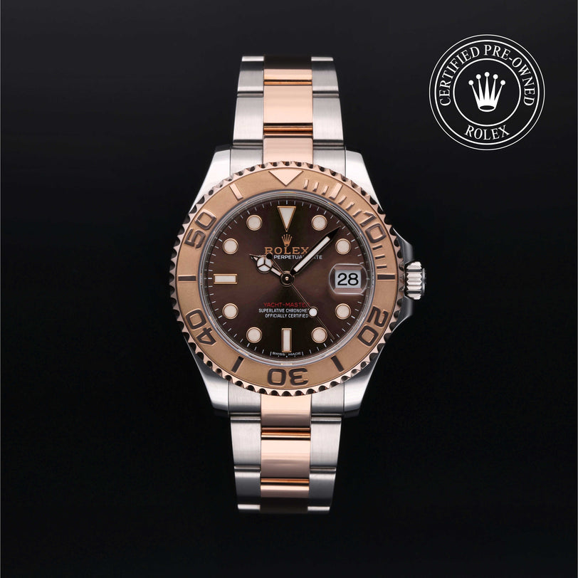 Rolex Certified Pre-owned Yacht-Master M268621-0003 front on black background