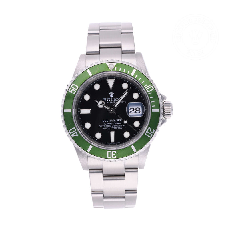 Rolex Certified Pre-owned Submariner Date M16610LV-0002 front on white background