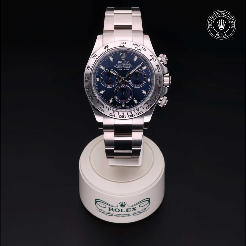 Rolex Certified Pre-owned Daytona M116509-0071 front on black background