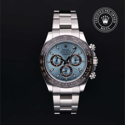 Rolex Certified Pre-owned Daytona M116506-0001 front on black background