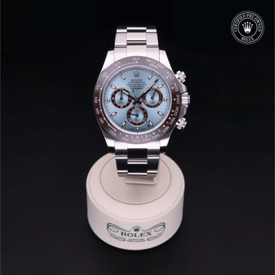 Rolex Certified Pre-owned Daytona M116506-0001 front on black background