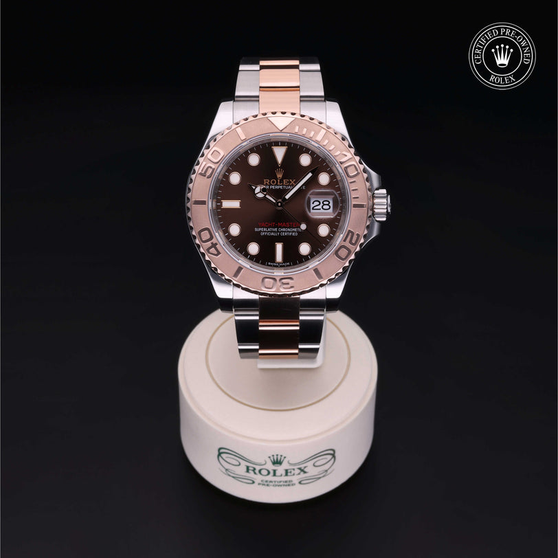 Rolex Certified Pre-owned Yacht-Master M116621-0001 front on black background