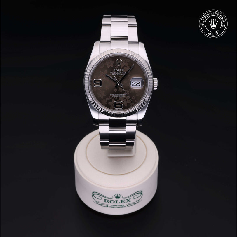 Rolex Certified Pre-owned Datejust M116234-0145 front on black background