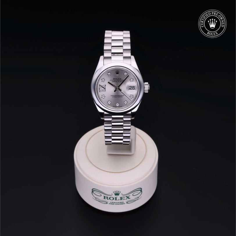 Rolex Certified Pre-owned Lady Datejust M279166-0001 front on black background