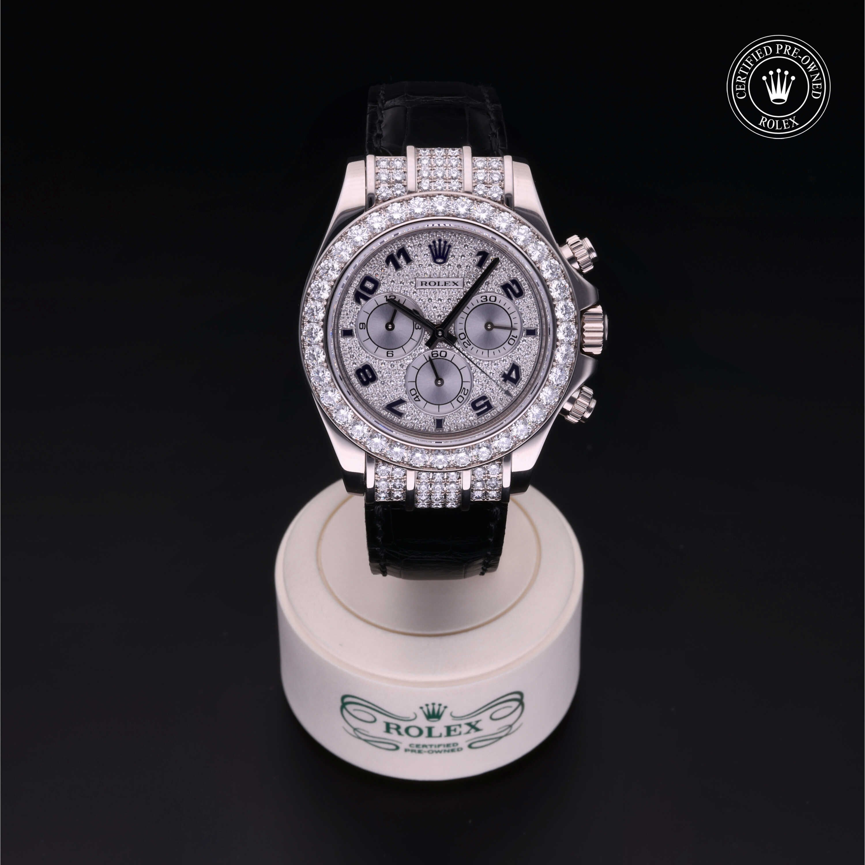 Rolex Certified Pre-owned Daytona M116599RBR-0024 front on black background