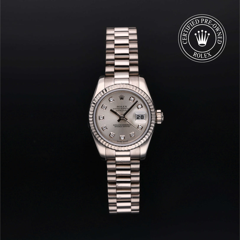 Rolex Certified Pre-owned Lady Datejust M179179-0066 front on black background