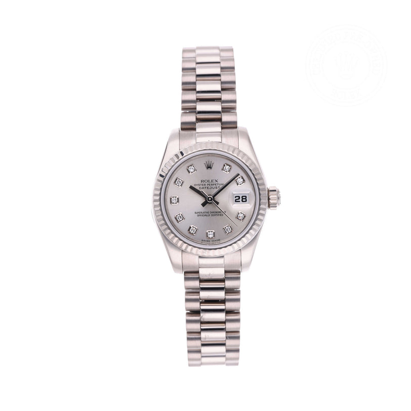 Rolex Certified Pre-owned Lady Datejust M179179-0066 front on white background