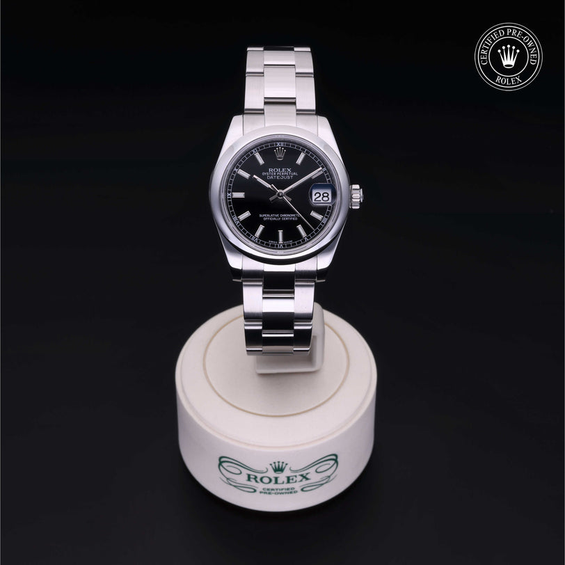 Rolex Certified Pre-owned Lady Datejust M178240-0025 front on black background