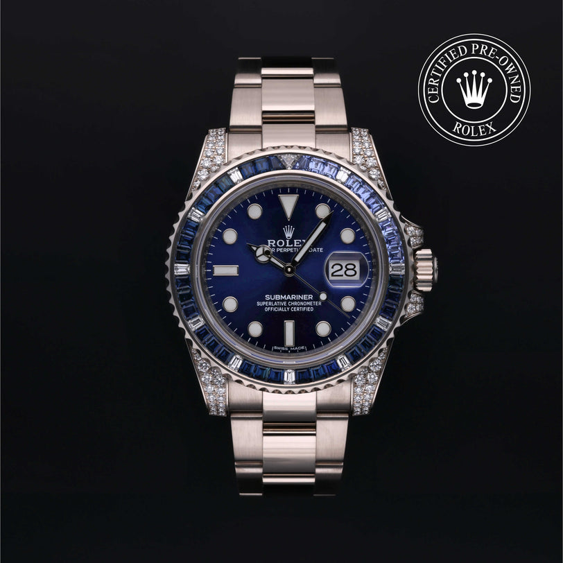 Rolex Certified Pre-owned Submariner Date M116659SABR-0001 front on black background