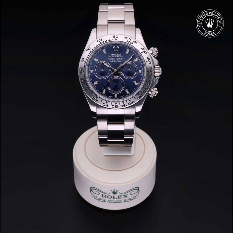 Rolex Certified Pre-owned Daytona M116509-0071 front on black background