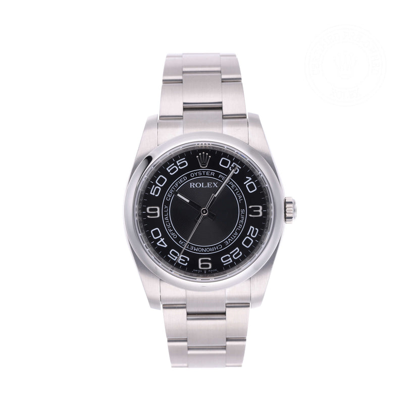 Rolex Certified Pre-owned Oyster Perpetual M116000-0010 front on white background