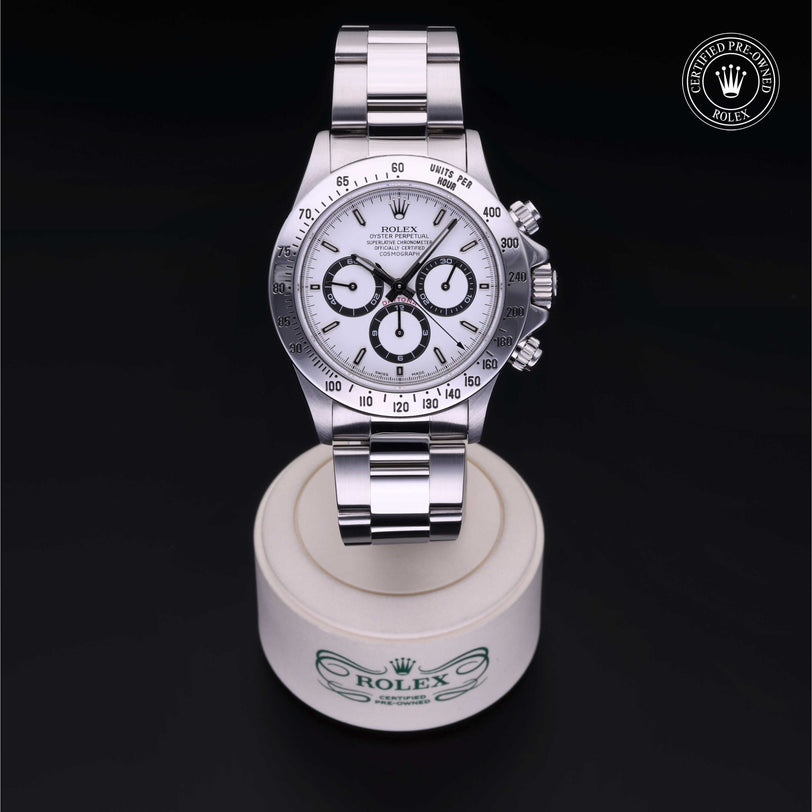 Rolex Certified Pre-owned Daytona M16520-0002 front on black background