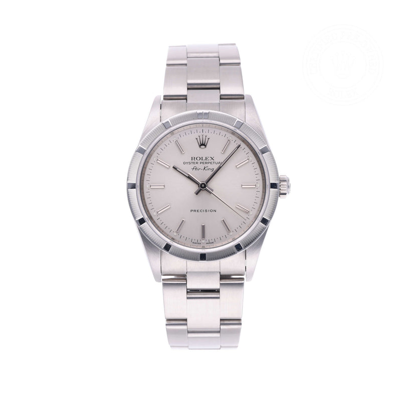 Rolex Certified Pre-owned Air-King M14010M-0009 front on white background