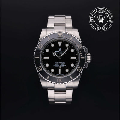Rolex Certified Pre-owned Submariner Non Date M114060-0002 front on black background