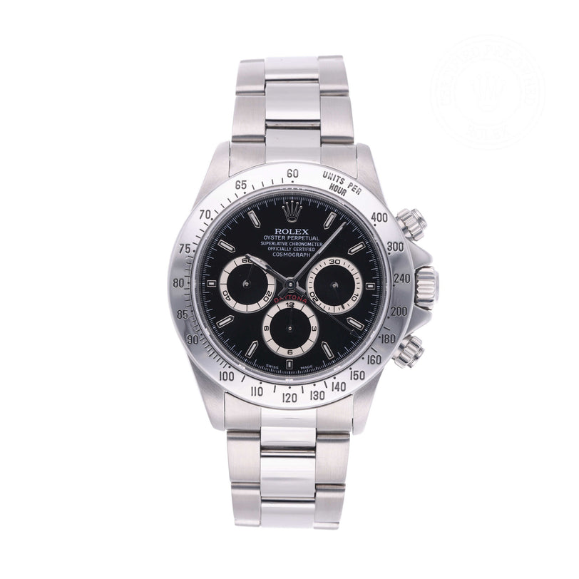 Rolex Certified Pre-owned Daytona M16520-0002 front on white background