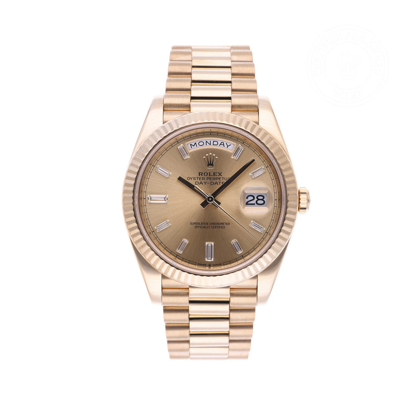 Rolex Certified Pre-owned Day-date M228238-0005 front on white background