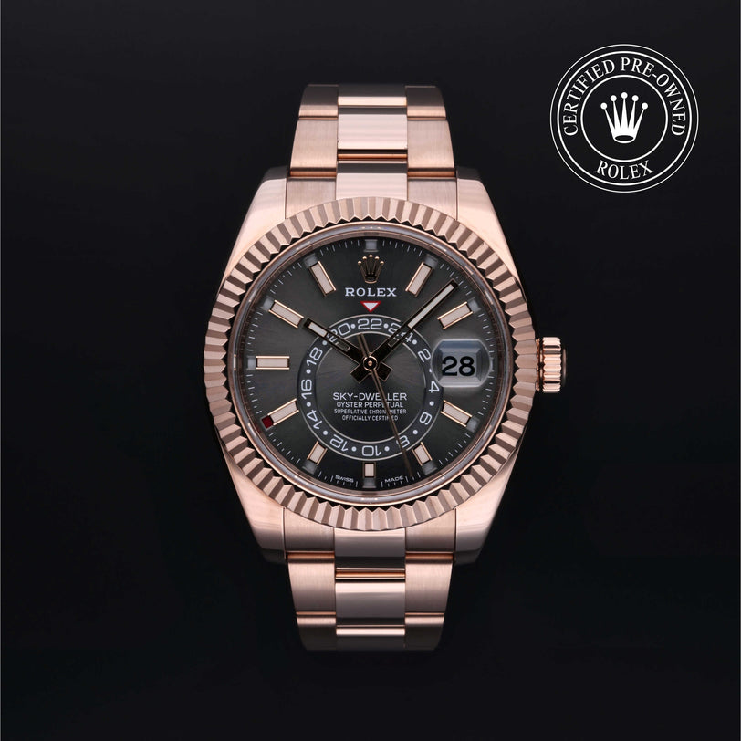Rolex Certified Pre-owned Sky-Dweller M326935-0007 front on black background