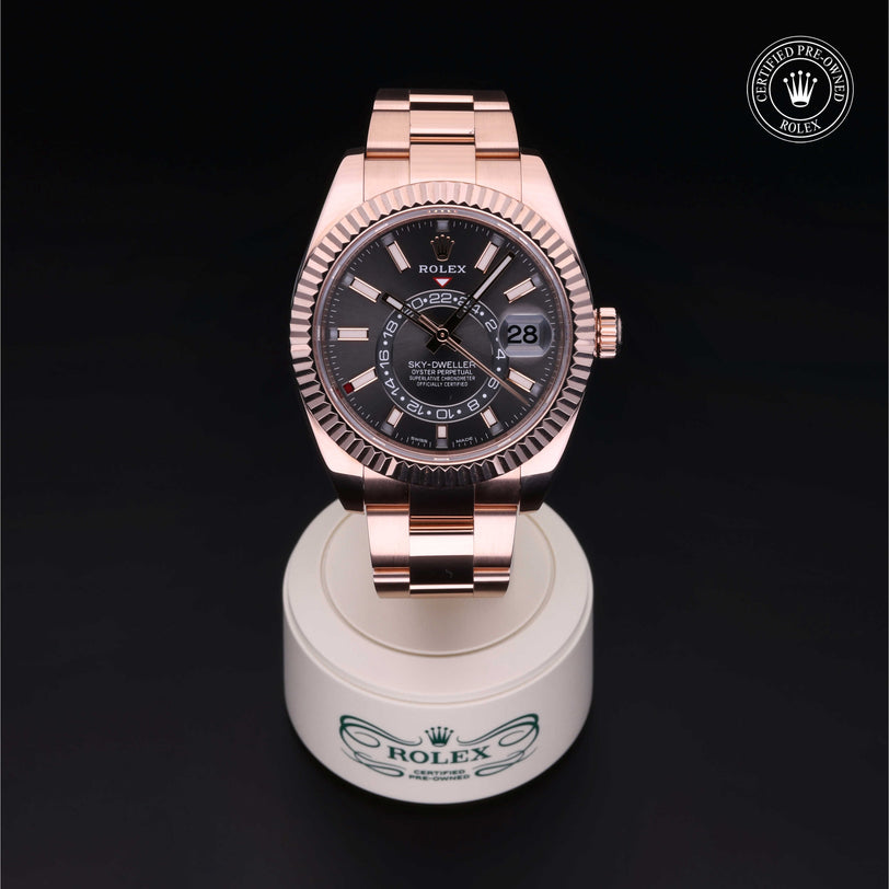 Rolex Certified Pre-owned Sky-Dweller M326935-0007 front on black background