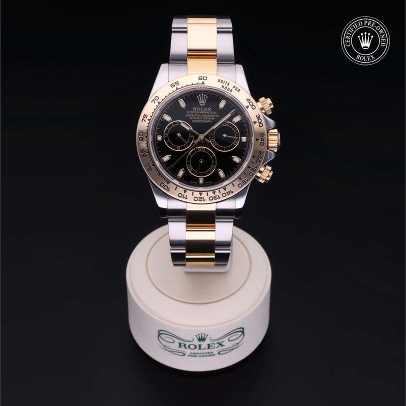 Rolex Certified Pre-owned Daytona M116503-0004 front on black background