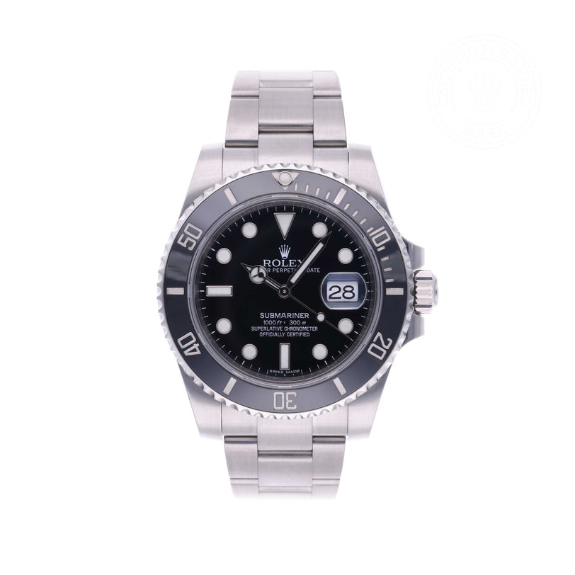 Rolex Certified Pre-owned Submariner Date M116610LN-0001 front on white background