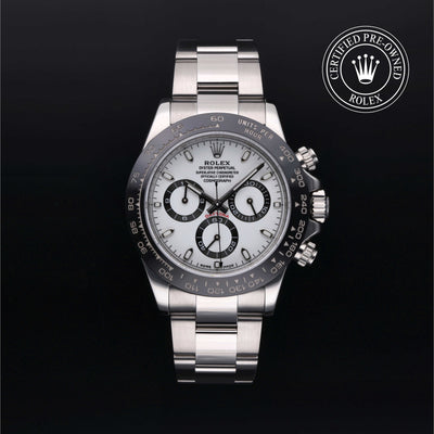 Rolex Certified Pre-owned Daytona M116500LN-0001 front on black background