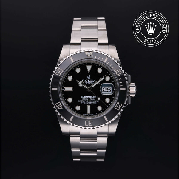 Rolex Certified Pre-owned Submariner M116610LN-0001 front on black background