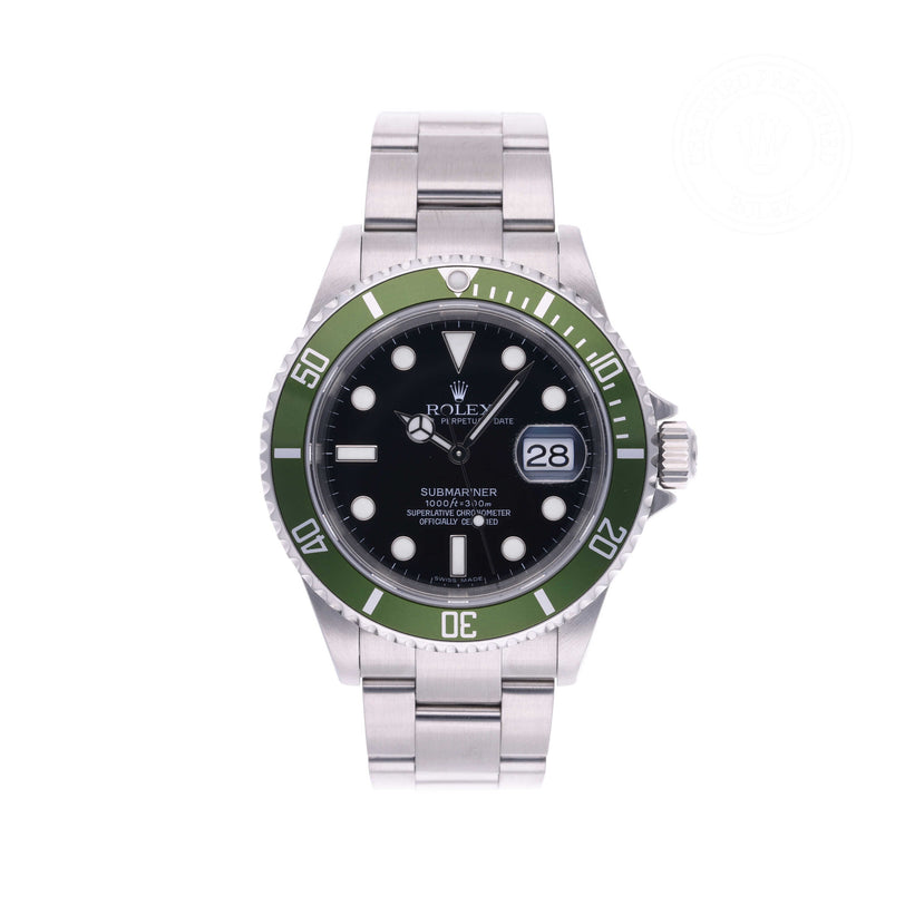 Rolex Certified Pre-owned Submariner Date M16610LV-0002 front on white background