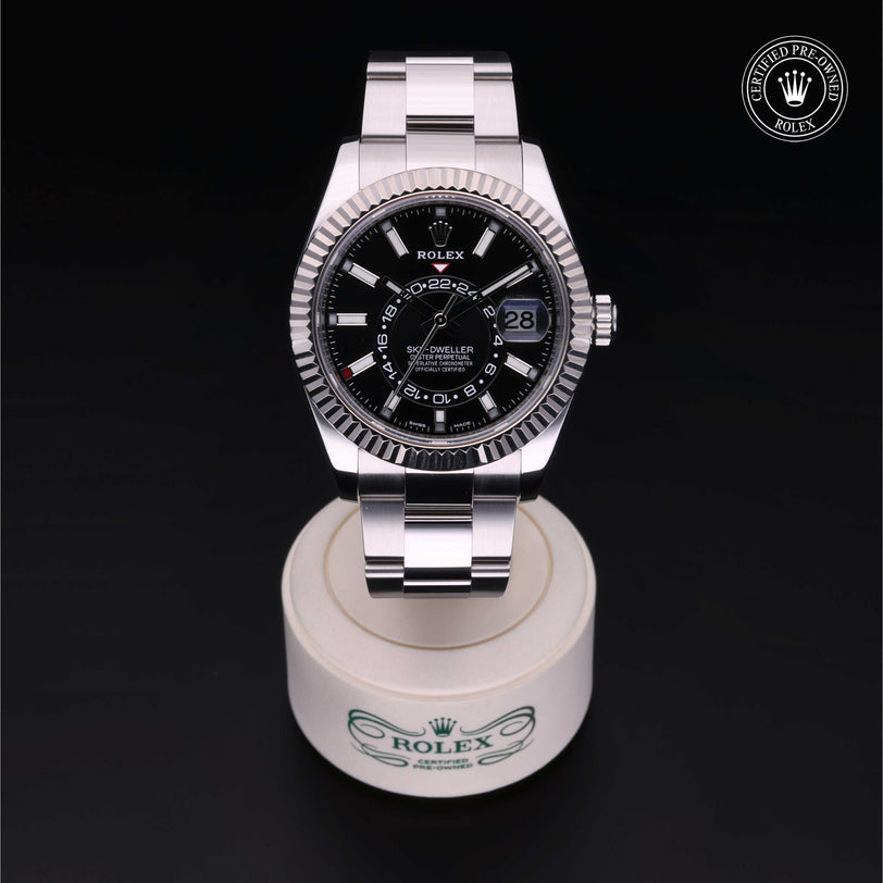 Rolex Certified Pre-owned Sky-Dweller M326934-0005 front on black background