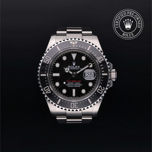 Rolex Certified Pre-owned Sea-Dweller M126600-0001 front on black background