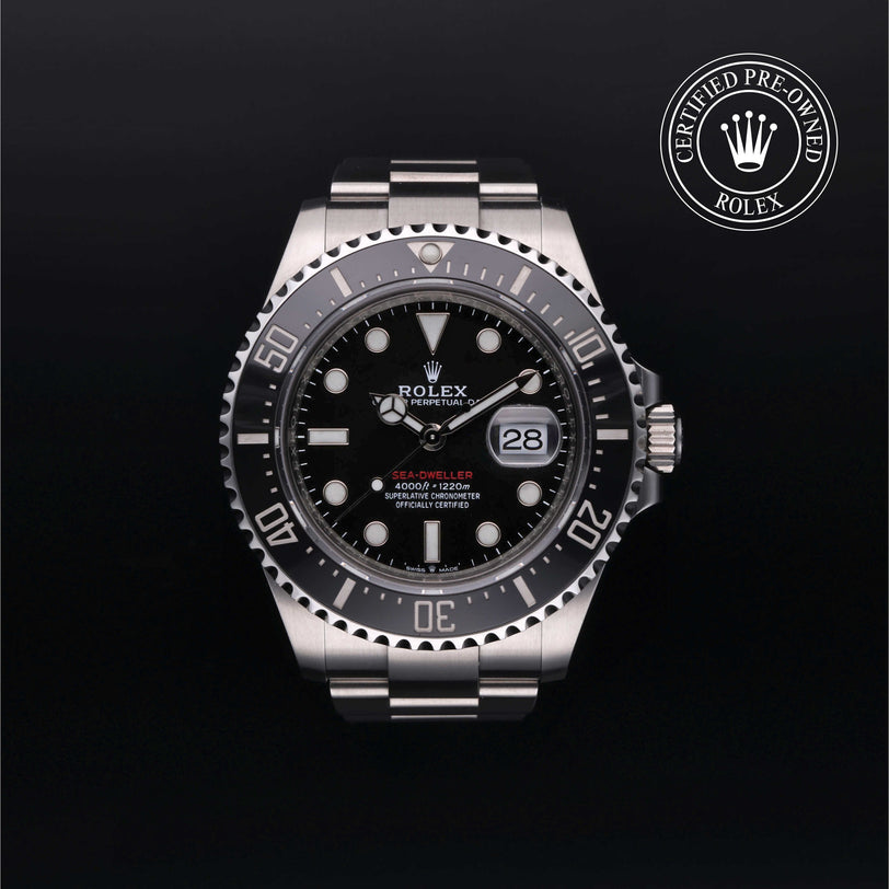 Rolex Certified Pre-owned Sea-Dweller M126600-0001 front on black background