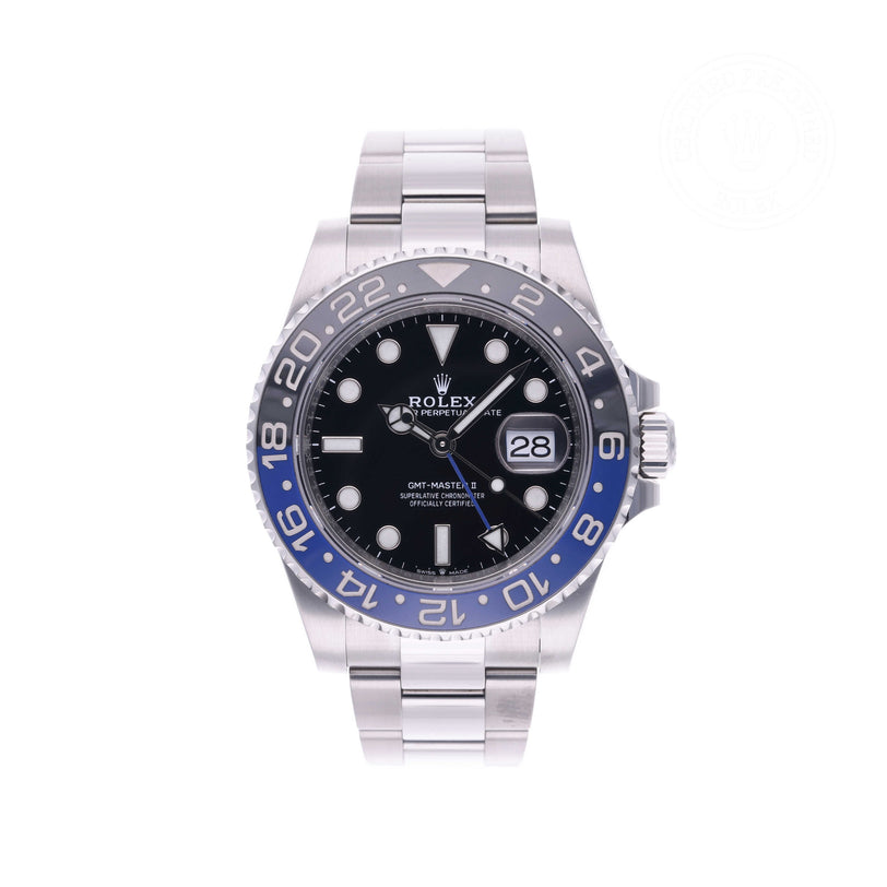 Rolex Certified Pre-owned GMT M126710BLNR-0003 front on white background