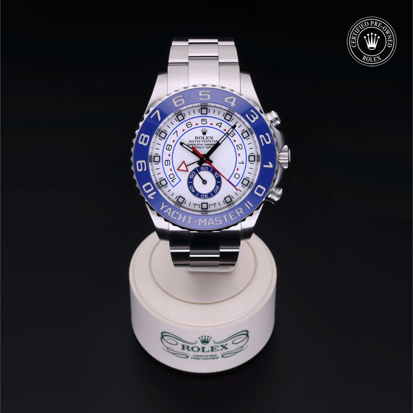 Rolex Certified Pre-owned Yacht-Master M116680-0001 front on black background