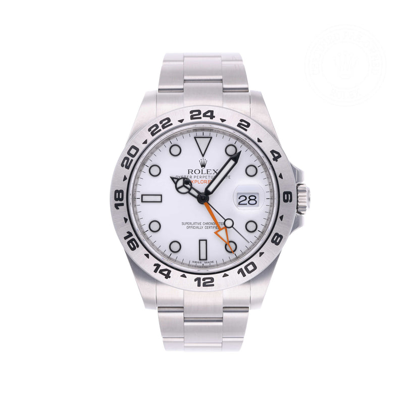 Rolex Certified Pre-owned Explorer M216570-0001 front on white background