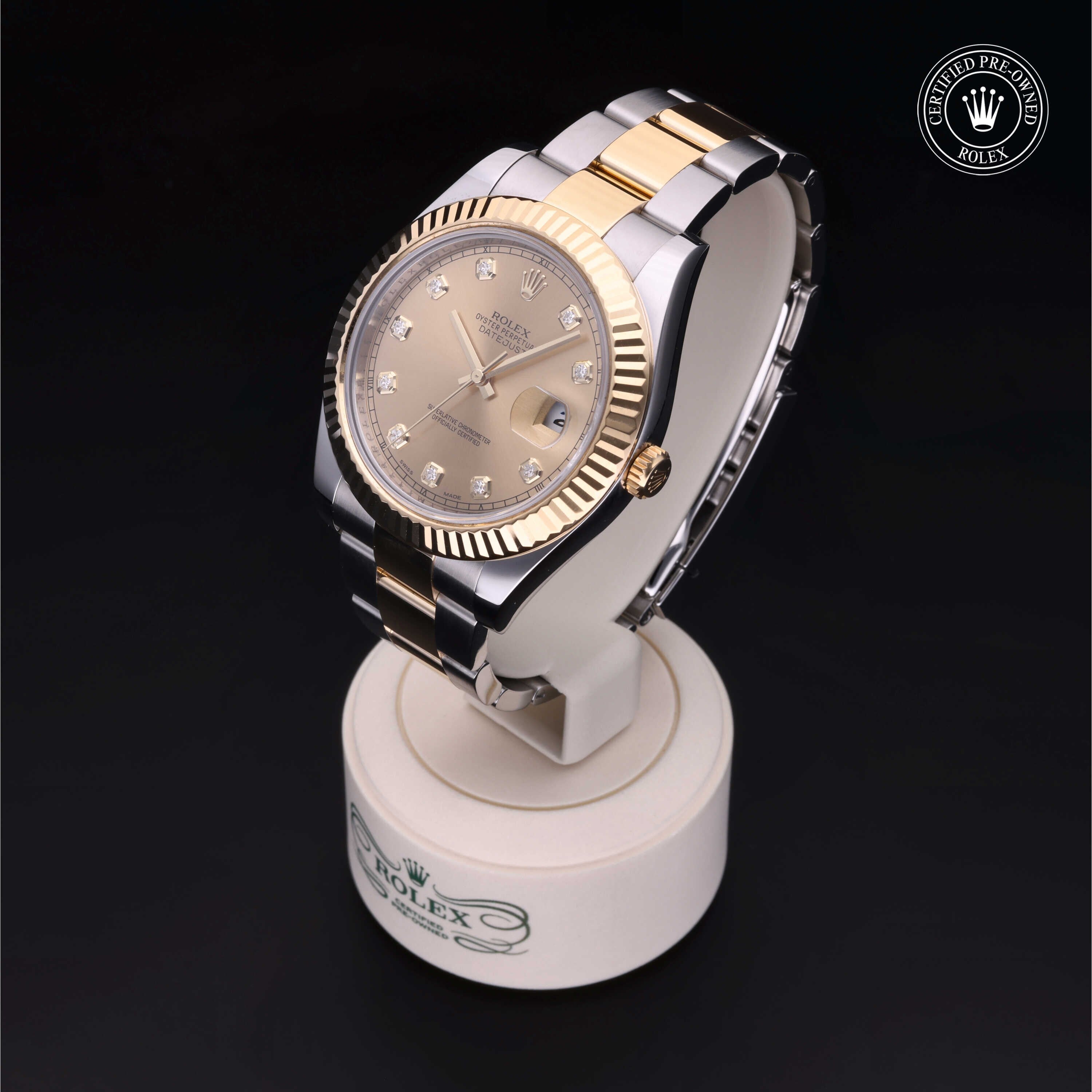 Rolex Certified Pre-owned Datejust M116333-0007 front on black background