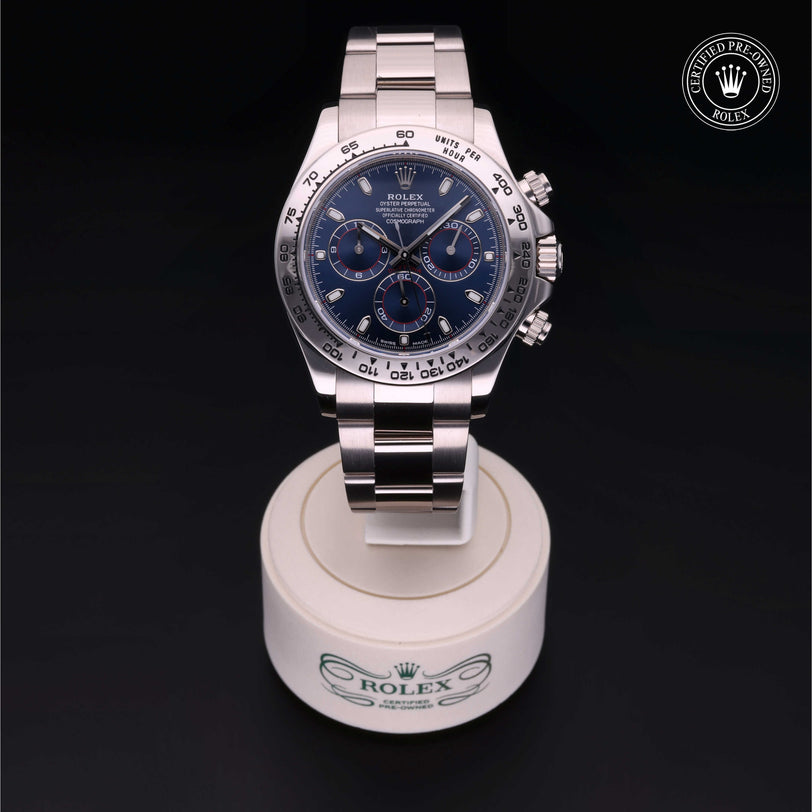 Rolex Certified Pre-owned Daytona M116509-0036 front on black background