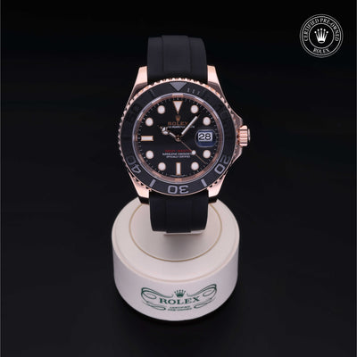 Rolex Certified Pre-owned Yacht-Master M116655-0002 front on black background