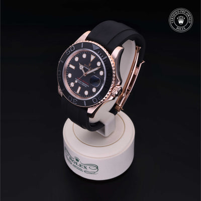 Rolex Certified Pre-owned Yacht-Master M116655-0002 front on black background