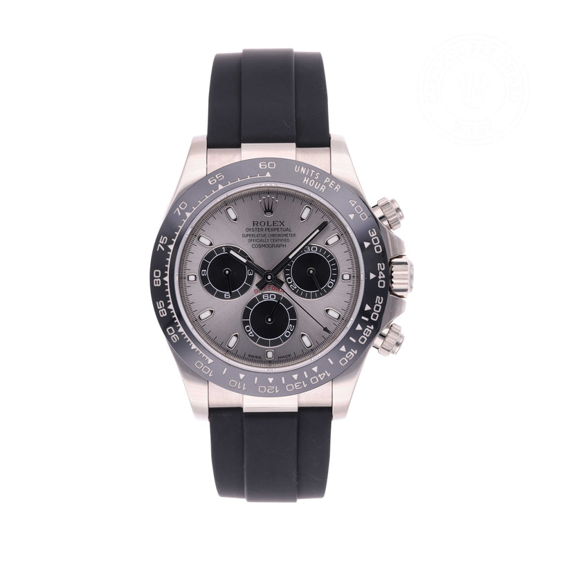 Rolex Certified Pre-owned Daytona M116519LN-0024 front on white background
