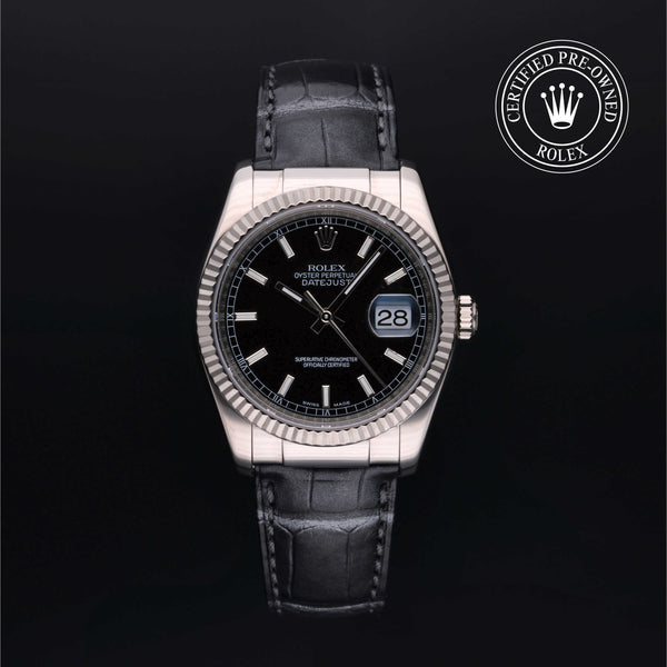 Rolex Certified Pre-owned Datejust M116139-0043 front on black background