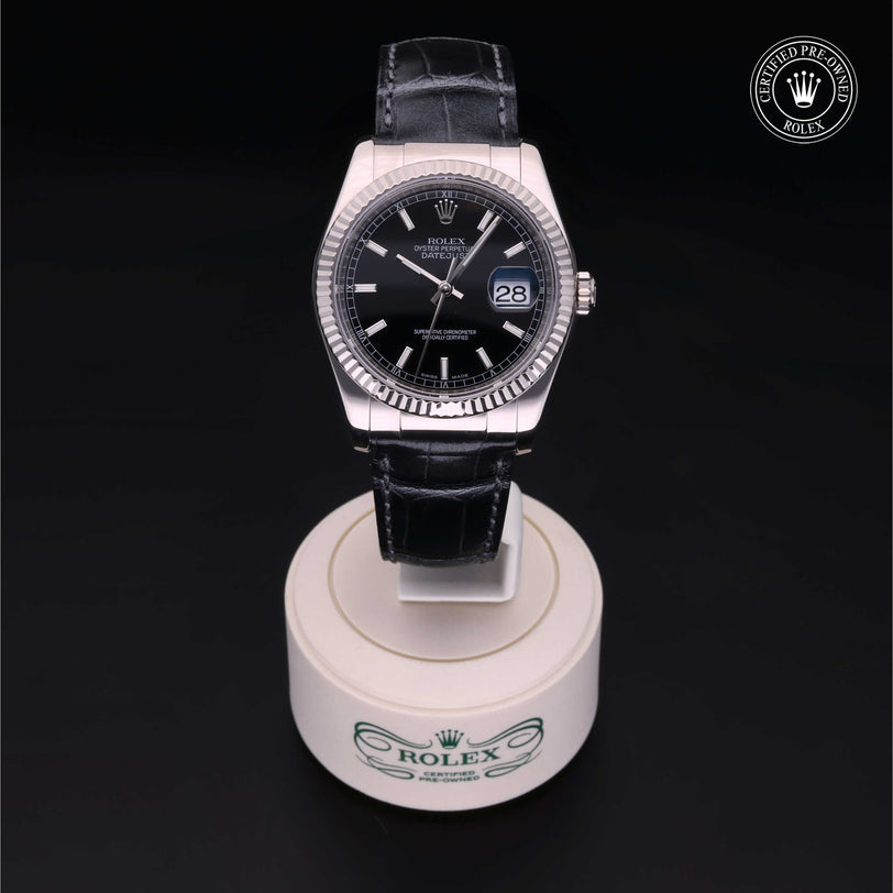 Rolex Certified Pre-owned Datejust M116139-0043 front on black background