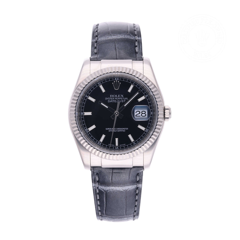 Rolex Certified Pre-owned Datejust M116139-0043 front on white background