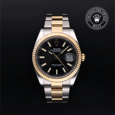 Rolex Certified Pre-owned Datejust M126333-0013 front on black background