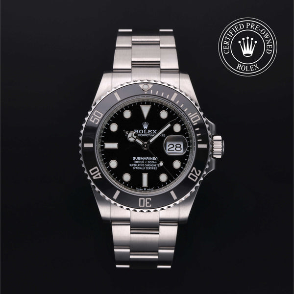 Rolex Certified Pre-owned Submariner M126610LN-0001 front on black background