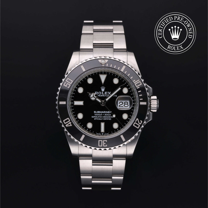 Rolex Certified Pre-owned Submariner M126610LN-0001 front on black background