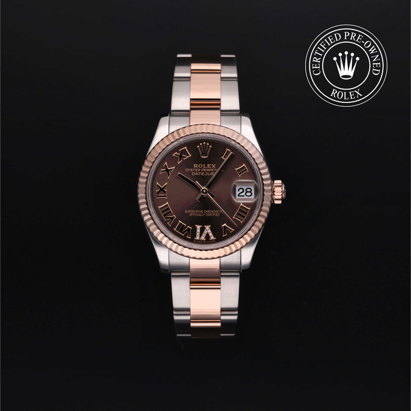 Rolex Certified Pre-owned Lady Datejust M278271-0003 front on black background