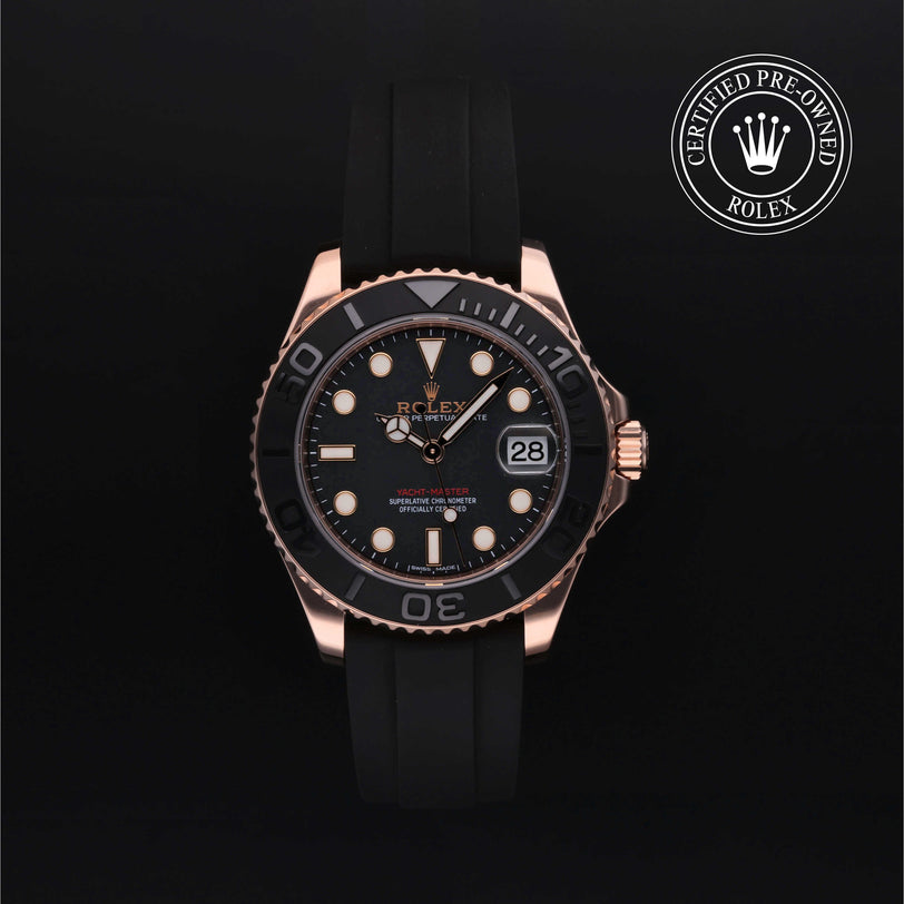 Rolex Certified Pre-owned Yacht-Master M268655-0002 front on black background
