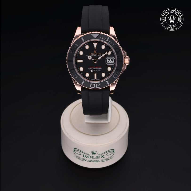 Rolex Certified Pre-owned Yacht-Master M268655-0002 front on black background